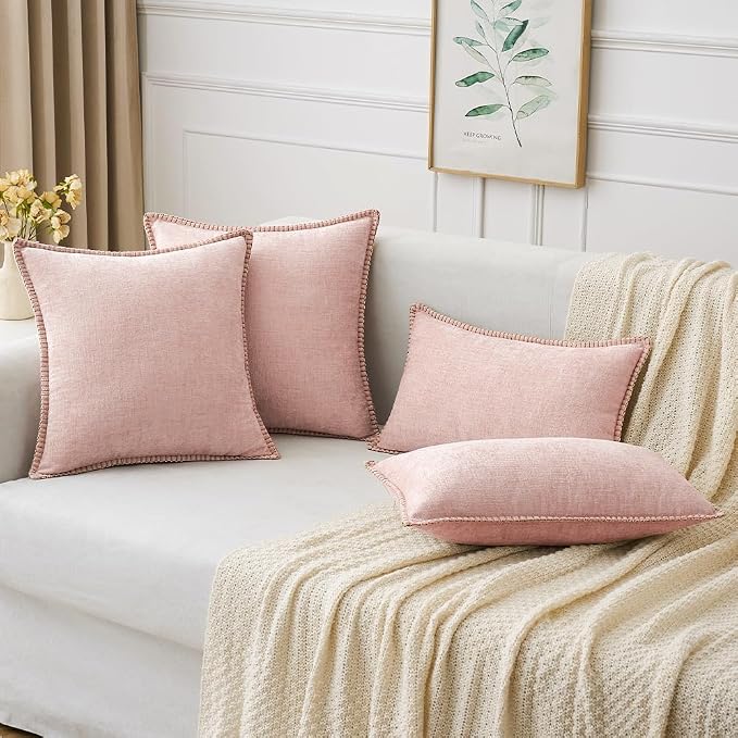 MIULEE Decorative Couch Throw Pillow Covers 18x18 Inch Pink 2 Pack | Farmhouse - Image 5