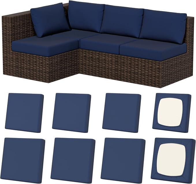 8Pcs Outdoor Cushion Covers, Stretch Patio Furniture Couch Chair Slipcovers | by VORSHAPE