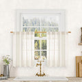 Semi Sheer Cream Linen Curtains 36 Inch Length 2 Panels 34x36 Inch | Light by LAMIT