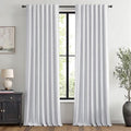 MIULEE 100% Blackout Linen Curtains 42 x 108 Inch Grayish White 2 Panel | by MIULEE