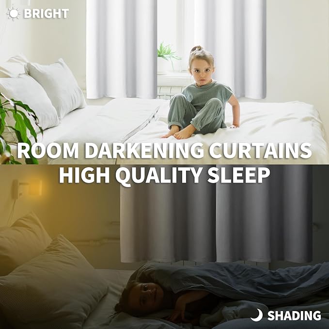 BGment White Curtains 63 Inch Length for Bedroom - Room Darkening Thermal Insulated Grommet Drapes Window Treatment, Set of 2 Panels, 42 x 63 Inch, Pure White