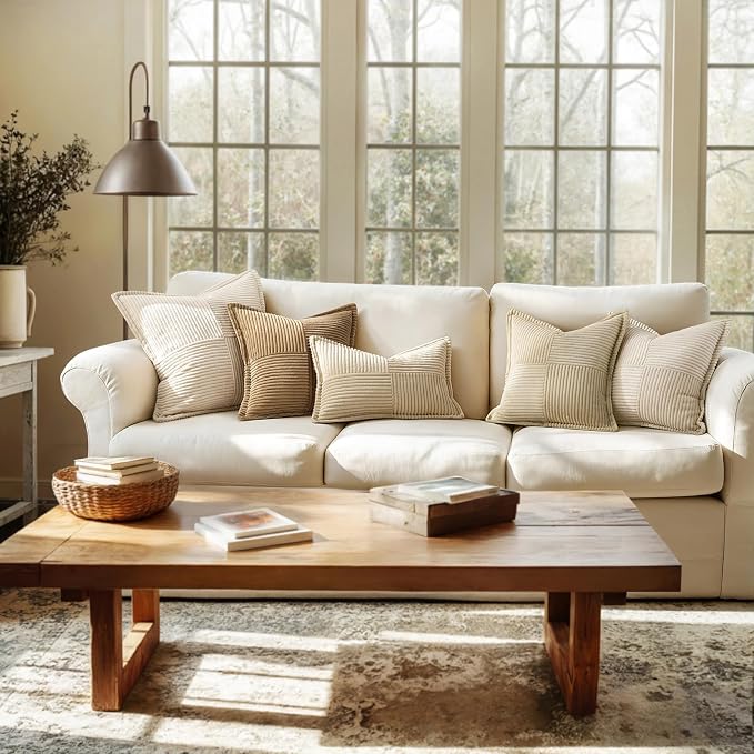 MIULEE Decorative Lumbar Throw Pillow Covers 12x20 Inch Cream 2 Pack | Boho - Image 2