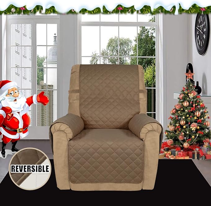 Easy-Going Reversible Couch Cover, Recliner 19 in, Camel/Ivory | Machine - Image 2