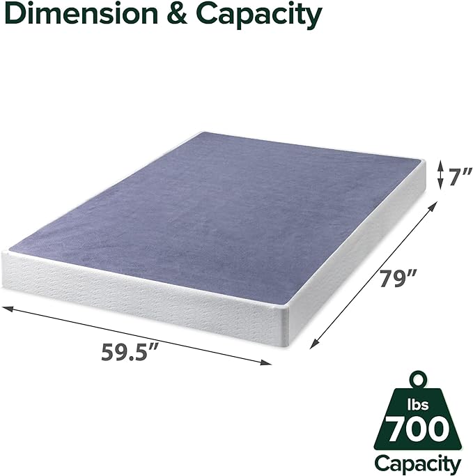 ZINUS 7 Inch Queen Metal Smart Box Spring with Quick Assembly, Mattress Foundation, Strong Metal Frame, Easy Assembly