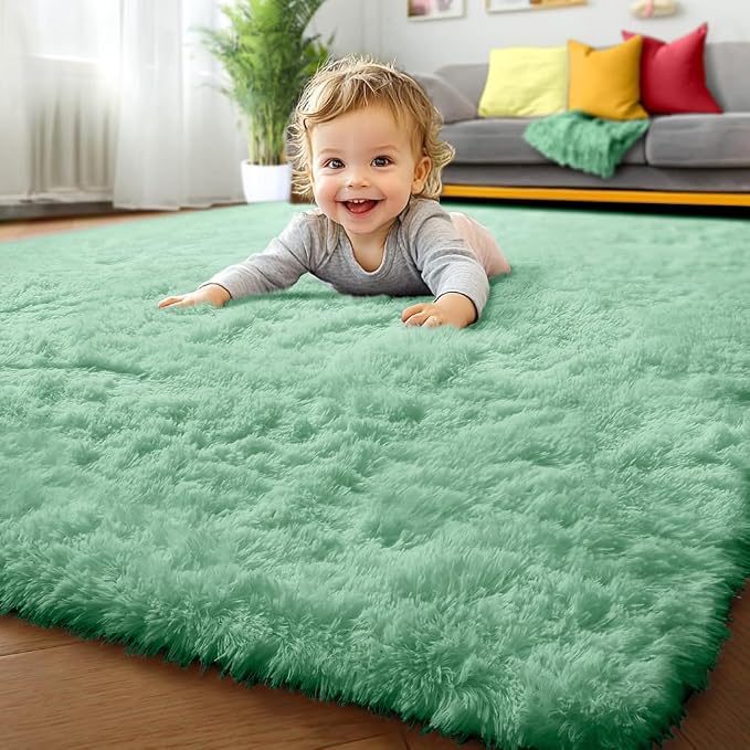 Sage Green Rugs for Living Room Bedroom, 5x8 Fluffy Bedside Area Rug, Soft - Image 8