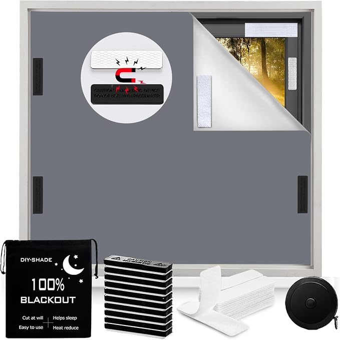 100% Blackout Window Cover Magnetic Blackout Curtains, Portable Black Out by BirdNest