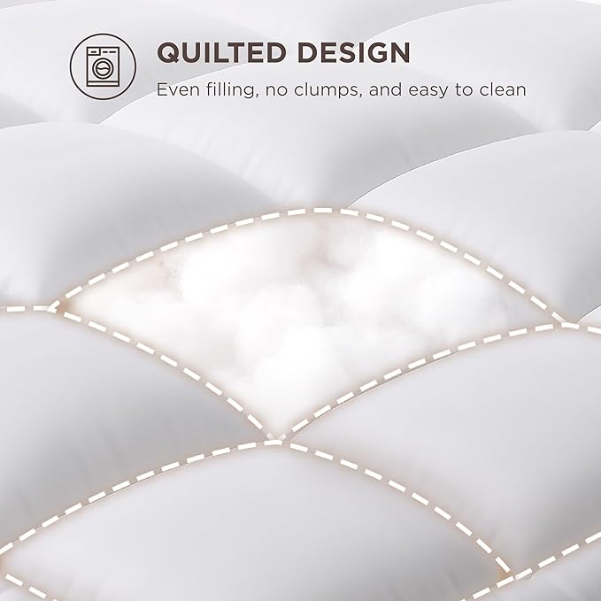 Bedsure Twin Mattress Topper - Pillow Top Mattress Pad Cover with Deep Pocket Fits up to 21 Inches, Plush Soft Bed Topper for Back Pain Relief, Overfilled with Down Alternative Filling, White