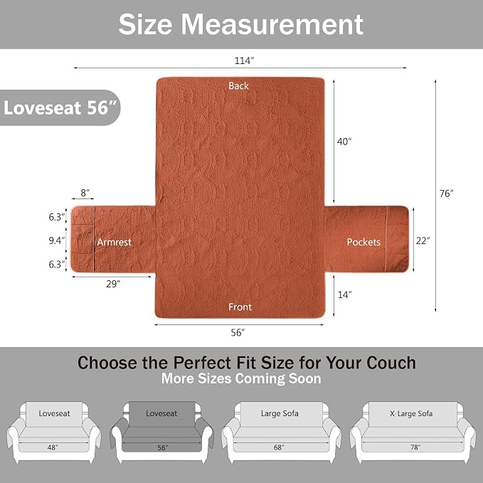 Orange Loveseat Covers for 2 Cushion Couch, Water-Repellent Sofa Slipcover for - Image 6