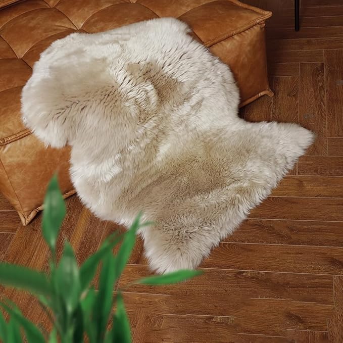 IRIWOOL Premium Genuine Fur Sheepskin Rug Real Australia Sheepskin Natural - Image 4