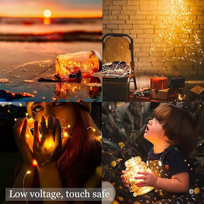 Sanniu Fairy Lights Battery Operated, 6 Packs Mini Battery Powered Copper Wire Starry String Lights for Christmas,Bedroom, Parties,Wedding,Indoor,Home Decoration (5m/16ft Warm White)