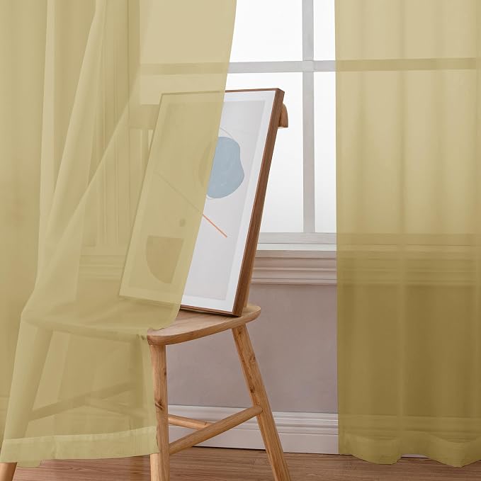 Simplebrand Rod Pocket Top Solid Voile Sheer Curtains - Image 4