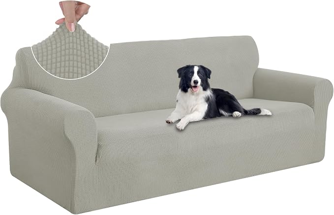 U-NICE HOME Oversized Stretch Couch Cover Slipcover, Taupe | 3 Cushion Sofa by U-NICEHOME