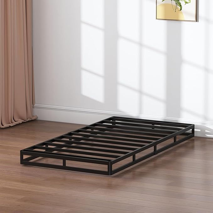 Twin XL Box Springs Bed Base, 5 Inch Heavy Duty Metal Structure with Easy Clean Fabric Bed Cover, Non-Slip, No Noise, Easy Assembly
