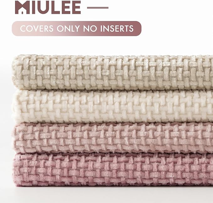 MIULEE Soft Decorative Chenille Pillow Covers Light Pink 18x18 Pack of 4 | - Image 6