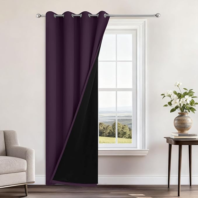 Yakamok Purple 100% Blackout Curtains 96 Inches Long by Yakamok