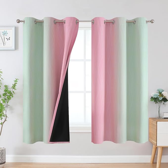 Sage Green and Pink Ombre Blackout Curtains by ESTELARTEXTILER