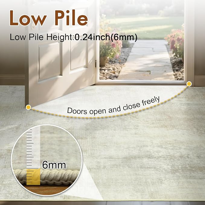 2x6 Ft Washable Runner Rug, Non-Slip Low Pile Hallway Kitchen Area Rug - Image 7