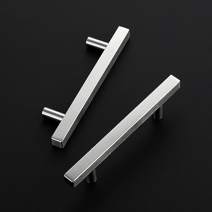 Ravinte Brushed Nickel Cabinet Handles 20 Pack 3-3/4 inch Satin Nickel Square Cabinet Pulls Silver Hardware for Kitchen Cabinets 6 inch Overall Length Stainless Steel Drawer Pulls
