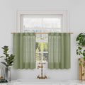 Short Window Linen Curtains 36 Inch Length 2 Panels, 34x36 Inch | Sage Green by LAMIT