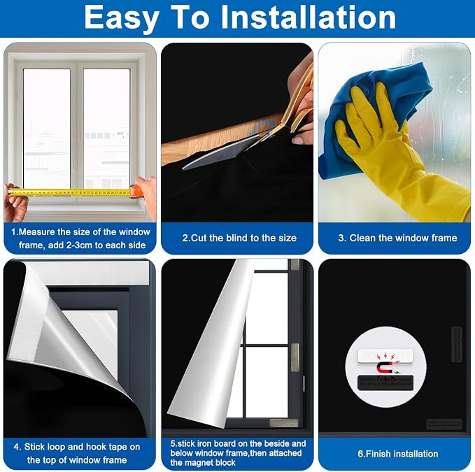100% Blackout Blind Magnetic Window Cover, Portable Blackout Curtain 118x57” | - Image 7