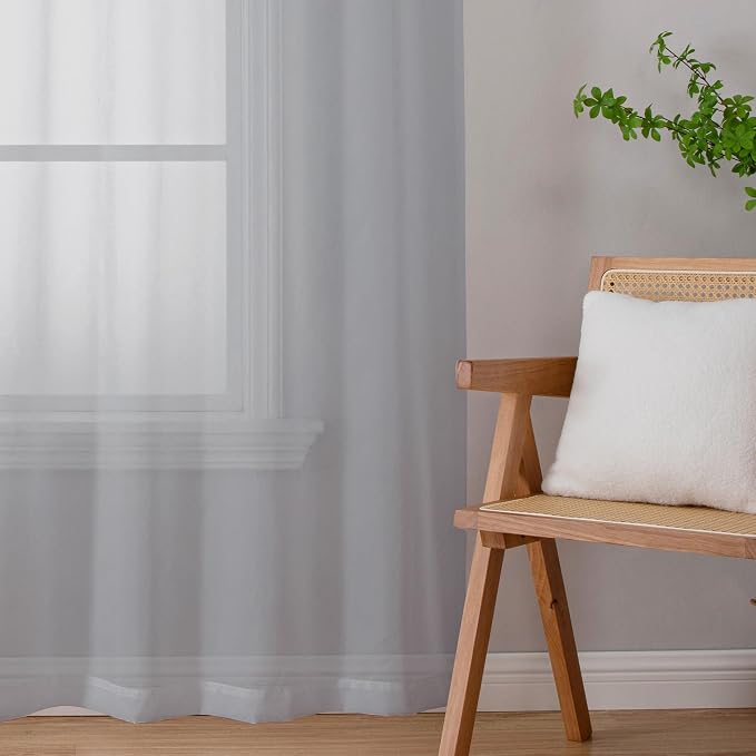Chyhomenyc Cream Sheer Curtains 90 Inches Long 2 Panels, Light Filtering Cream - Image 2
