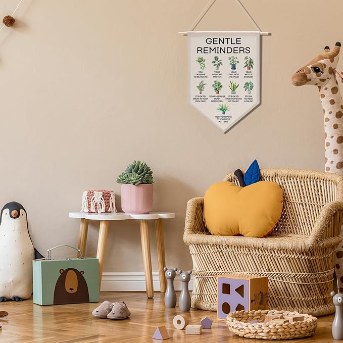 School Counselor Office Decor, Boho Teacher Decor Canvas Hanging Pennant Flag Banner Wall Sign Decor for Bedroom Classroom Playroom Game Room Front Door