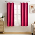 Pinch Pleated Hot Pink Blackout Curtains 72 Inches Long, Sound & Light Reducing by KEQIAOSUOCAI