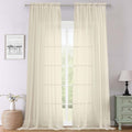 Cream Sheer Curtains 120 Inches Long 2 Pcs, Rod Pockets Voile Living Room by Lecloud