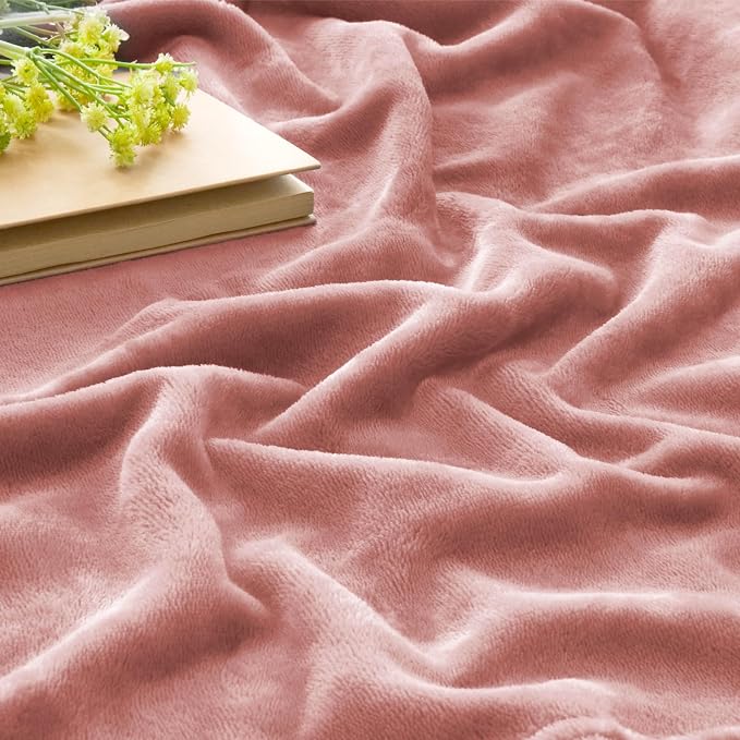 BEDELITE Fleece Blanket Soft Plush Twin Size Blanket Dusty Pink 60"x80" | Ultra - Image 4