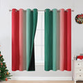 Red and Green Ombre Blackout Curtains 52Wx63L 2 Panels | Ombre Christmas by ESTELARTEXTILER