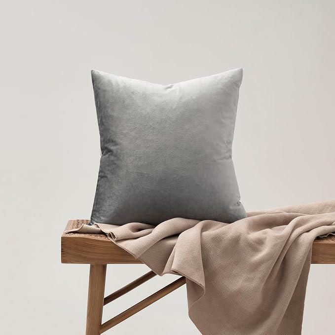 GIGIZAZA Dark Grey Velvet Throw Pillow Covers 16x16 Pack of 2 | Decorative - Image 7