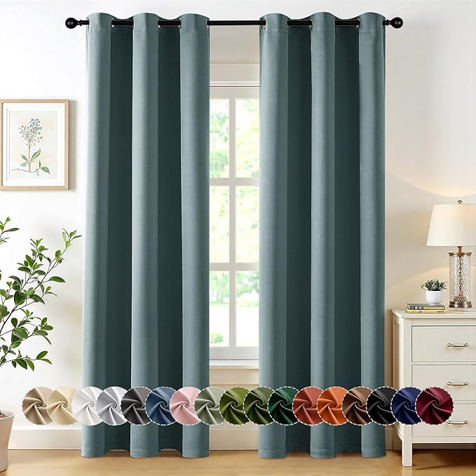 MIULEE Blackout Curtains for Bedroom 2 Panels 40 x 72 Inch Long Dusty Blue | by MIULEE