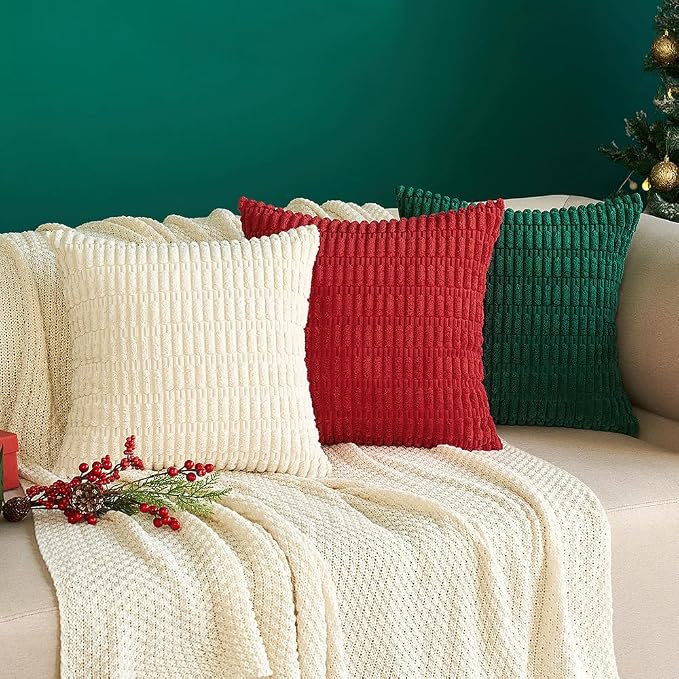 MIULEE Corduroy Decorative Throw Pillow Covers 20x20 Red Pack of 2 | Soft Boho - Image 7