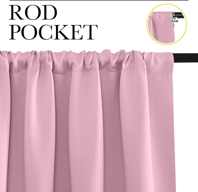 NICETOWN Blackout Curtains for Living Curtains, Rouge Pink, 2 Panels, 29 by 30 - Image 2