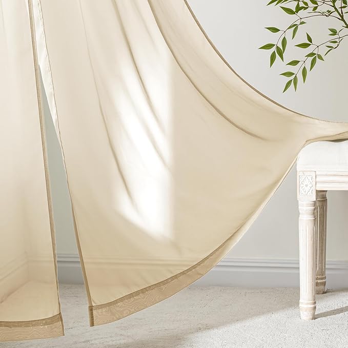 MIULEE Cream Sheer Curtains 108 Inches Long 4 Panels 42 x 108 Inches | Light - Image 6