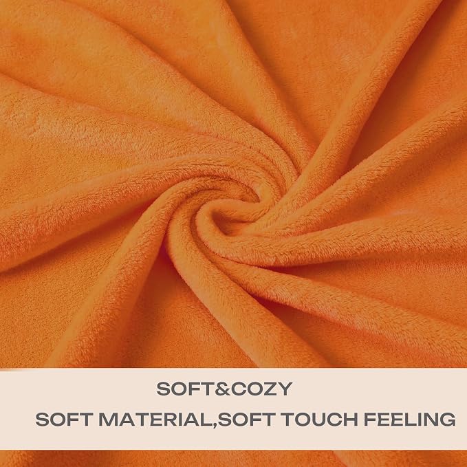 Burnt Orange Fleece Plush Throw Blanket 50"x60"for Couch Fuzzy Cozy Flannel | - Image 3