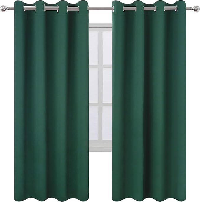 Dark Green Thermal Blackout Curtains/52 x 72 Inch/Set of 2 Panels Room - Image 2