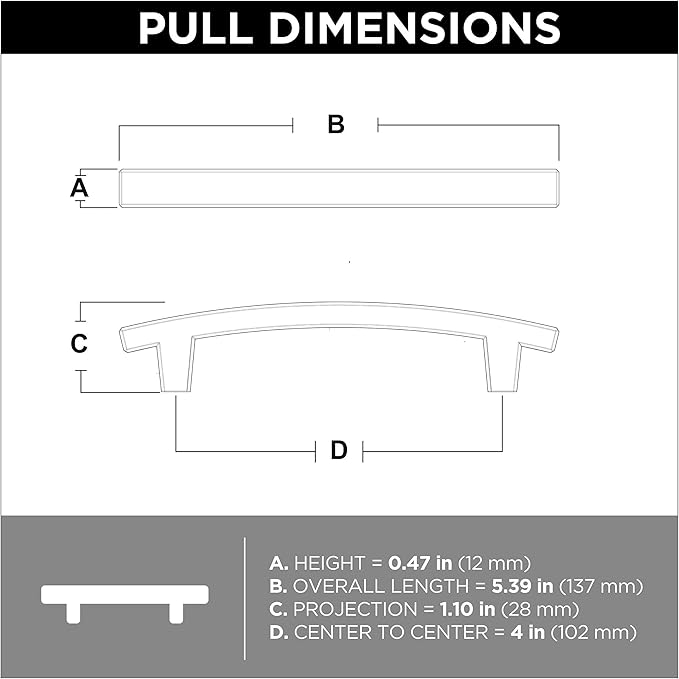 Franklin Brass (10-Pack) – Soft Iron Cabinet Handles, 4 Inch Hole Center, Pulls for Drawers, Kitchen Cabinet Door, Dressers | Pierce