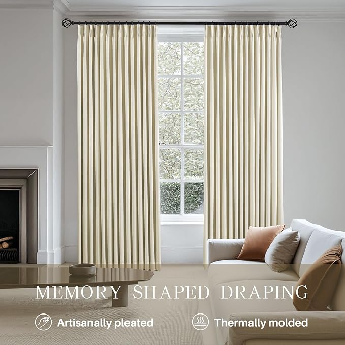 Pinch Pleated Linen Curtains 100% Blackout 84 Inches Long - Image 3