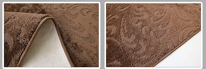 8 FT Long Non-Slip Washable Brown Carpet Runner Rug - Image 5