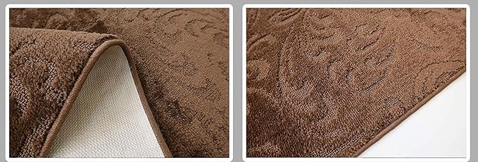 Custom Length Hallway Runner Rug, Slip Resistant, Floral Brown, 26 Inch X 11 - Image 5