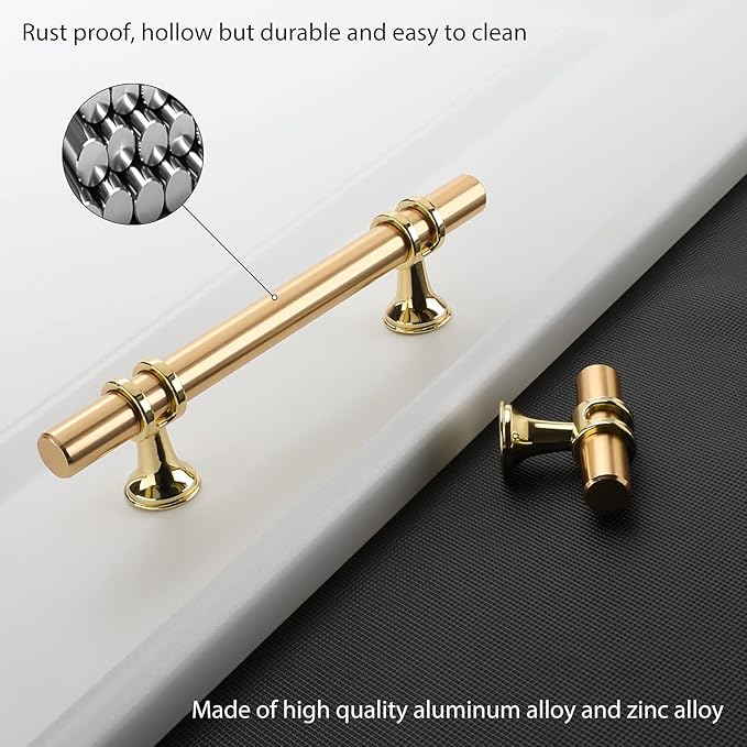 LONTAN 30 Pack Brushed Brass Cabinet Knobs Gold Dresser Knobs