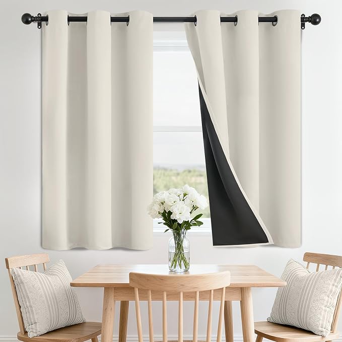 SimpleHome Cream 100% Blackout Curtains Room Darkening Living Room 36 Inch | by SimpleHome