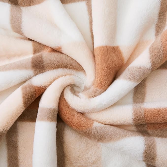 PU MEI Super Soft Faux Rabbit Fur Sherpa Fleece Throw Blanket, Reversible - Image 4