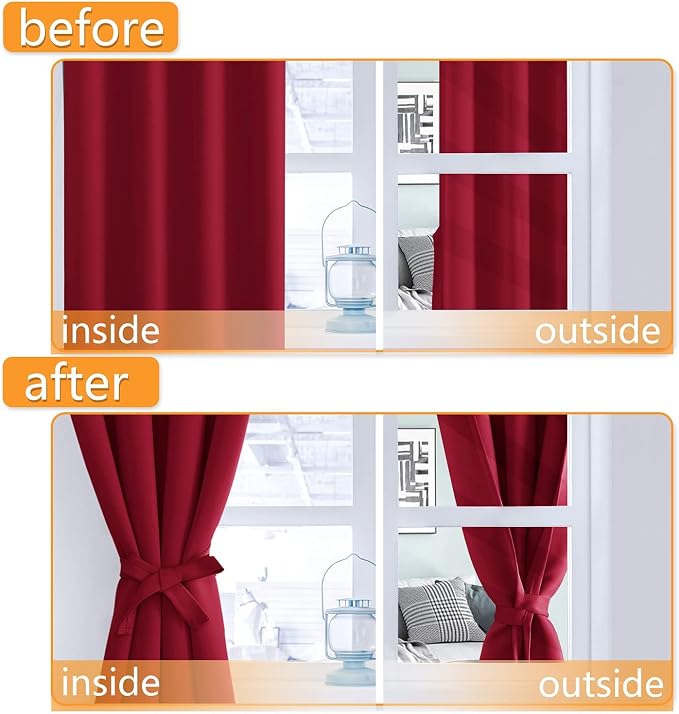 Blackout Curtains for Bedroom and Living Room Christmas Red W38xL72 | Light - Image 4