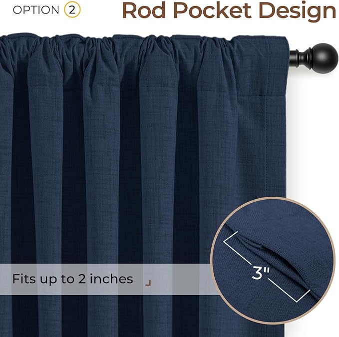 INOVADAY 100% Blackout Linen Curtains - Image 4