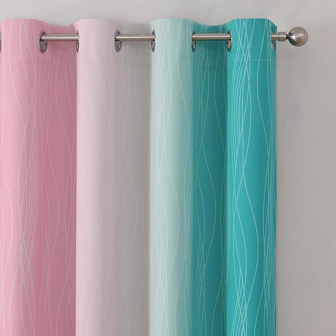 Pink and Teal Ombre Blackout Curtains - Image 4