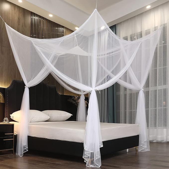 Mengersi Elegant Mosquito Net Canopy Bed Curtains Twin to Twin XL Size Bed,Netting Curtains for Camping, Patio,Indoor Outdoor Net (80x40x80, White)