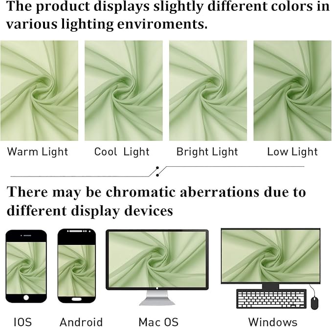 Light Green Sheer Curtains 90 Inches Long 2 Panels, Modern Light Filtering - Image 8