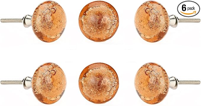 Perilla Home Set of 6 Knobs - Decorative Crystal Pulls Handles - Glass Knobs for Home Decor, Interior, Room, Kitchen, Cabinet, Hardware, Cupboard, Door, Knobs, Dresser, Wardrobe and Drawer